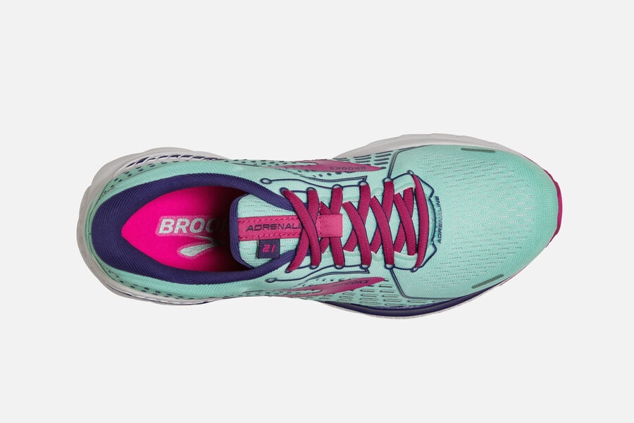 Brooks Running Shoes - Adrenaline GTS 21 Road Womens - Turquoise/Pink - HQZ-286701